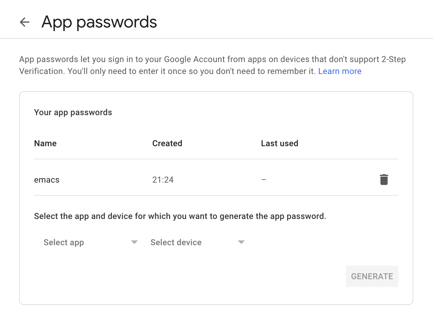 Set Google Gmail App Password